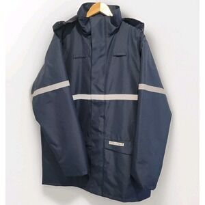 SIOEN Wacker Flame Retardant Anti-Static Rain Work Jacket L Navy FR1/LC1 EN14116